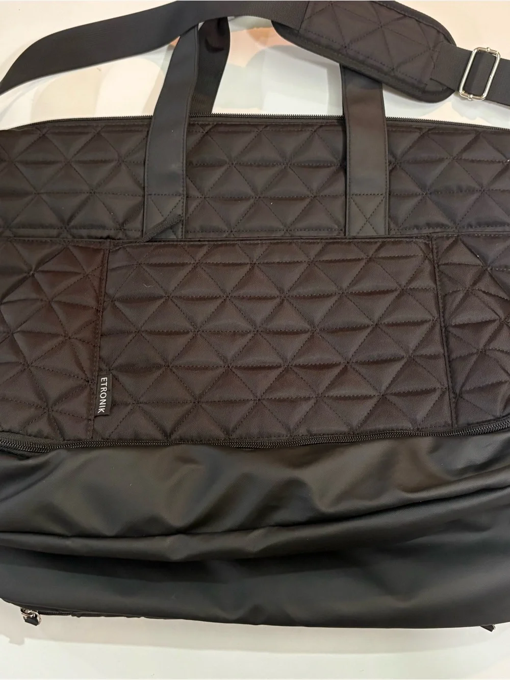 Quilted Black Laptop Carry Bag with Shoulder Strap